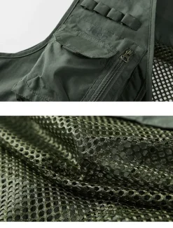 New OUKU Men's Gilet Fishing Vest Hiking Vest Outdoor Street Fishing Racing Sporty Casual Summer Fall Pocket Full Zip Polyester Breathable Solid Color Zipper V Neck Regular Fit Black Army Green Red Navy Blue