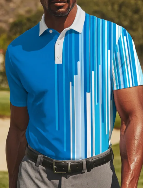 Clearance OUKU Men's Golf Line Polo Sports Polo Shirts Short Sleeve Polo Shirts Collared Shirts Casual Athleisure Buttons Summer Black Red Blue