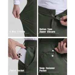 Outlet OUKU Men's Golf Pants Trousers Casual Pants Buttons Pocket Elastic Cuff Plain Comfort Sports Outdoor Daily Fashion Casual Dark Brown ArmyGreen Micro-elastic