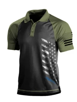 OUKU Men's Golf Polo Shirt Dark Grey Army Green Dark Navy Short Sleeve Sun Protection Moisture Wicking Top Summer Golf Attire Clothes Outfits Wear Apparel