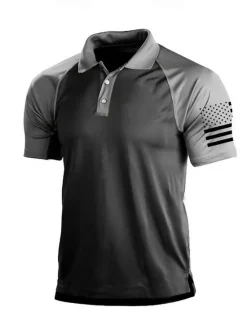 OUKU Men's Golf Polo Shirt Dark Grey Army Green Dark Navy Short Sleeve Sun Protection Moisture Wicking Top Summer Golf Attire Clothes Outfits Wear Apparel