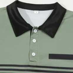 Sale OUKU Men's Golf Shirt Golf Polo Work Casual Lapel Long Sleeve Basic Modern Stripes Button Pocket Spring & Fall Regular Fit Pumpkin Pink Red Green Khaki Gray Golf Shirt