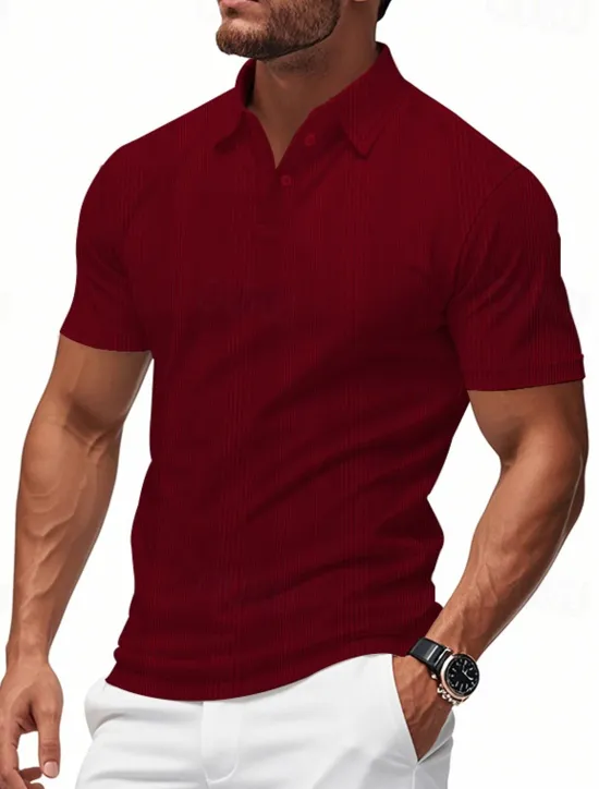 Online OUKU Men's Golf Shirt Golf Polos Shirts Work Casual Lapel Short Sleeve Basic Modern Plain Patchwork Buttons Summer Regular Fit claret Black White Light Grey Khaki Light Blue Golf Shirt
