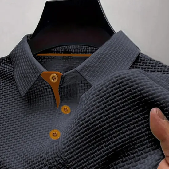 Outlet OUKU Men's Golf Shirt Golf Polos Shirts Work Casual Lapel Short Sleeve Basic Modern Plain Buttons Jacquard Summer Regular Fit Black White Navy Blue Blue sky blue Dark Gray Golf Shirt