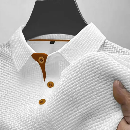 Outlet OUKU Men's Golf Shirt Golf Polos Shirts Work Casual Lapel Short Sleeve Basic Modern Plain Buttons Jacquard Summer Regular Fit Black White Navy Blue Blue sky blue Dark Gray Golf Shirt