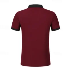 Clearance OUKU Men's Golf Shirt Golf Polos Shirts Work Casual Lapel Short Sleeve Basic Modern Color Block Patchwork Buttons Summer Spring Regular Fit Wine Green Khaki Gray Golf Shirt