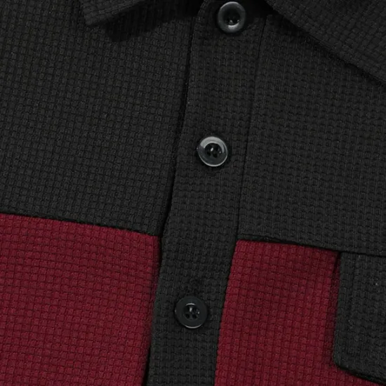 Clearance OUKU Men's Golf Shirt Golf Polos Shirts Work Casual Lapel Short Sleeve Basic Modern Color Block Patchwork Buttons Summer Spring Regular Fit Wine Green Khaki Gray Golf Shirt