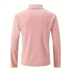 OUKU Men's Golf Shirt Golf Polo Work Casual Lapel Long Sleeve Basic Modern Plain Button Spring & Fall Regular Fit Wine Black White Pink Navy Blue Green Golf Shirt