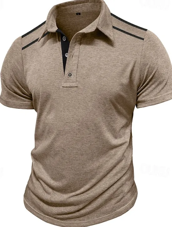 Discount OUKU Men's Golf Shirt Golf Polos Shirts Work Casual Lapel Short Sleeve Basic Modern Color Block Patchwork Buttons Summer Regular Fit Black White Navy Blue Green Khaki Light Grey Golf Shirt