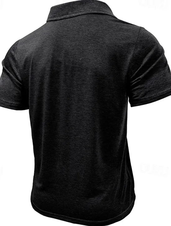 Discount OUKU Men's Golf Shirt Golf Polos Shirts Work Casual Lapel Short Sleeve Basic Modern Color Block Patchwork Buttons Summer Regular Fit Black White Navy Blue Green Khaki Light Grey Golf Shirt
