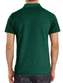 OUKU Men's Golf Shirt Golf Polos Shirts Work Casual Lapel Short Sleeve Basic Modern Plain Buttons Front Pocket Summer Spring Regular Fit Apricot Dark Gray Lake Blue Black White Dark Red Golf Shirt