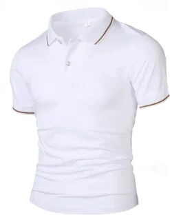 Outlet OUKU Men's Golf Shirt Golf Polos Shirts Work Casual Lapel Short Sleeve Basic Modern Plain Patchwork Buttons Summer Regular Fit Lake blue Black White Navy Blue Golf Shirt