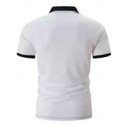 Online OUKU Men's Golf Shirt Golf Polos Shirts Work Casual Lapel Short Sleeve Basic Modern Striped Buttons Summer Regular Fit White Pink Red Royal Blue Green Khaki Golf Shirt