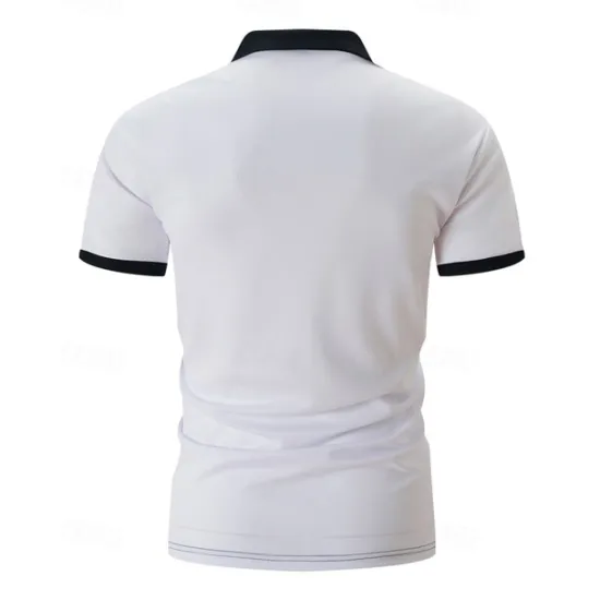 Online OUKU Men's Golf Shirt Golf Polos Shirts Work Casual Lapel Short Sleeve Basic Modern Striped Buttons Summer Regular Fit White Pink Red Royal Blue Green Khaki Golf Shirt