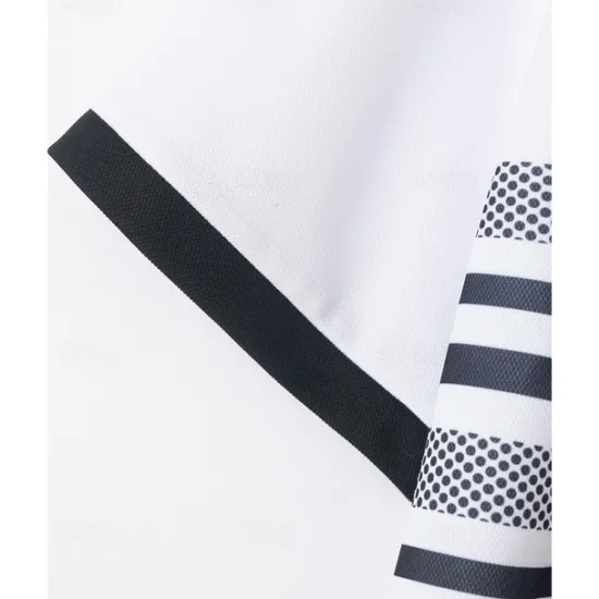 Online OUKU Men's Golf Shirt Golf Polos Shirts Work Casual Lapel Short Sleeve Basic Modern Striped Buttons Summer Regular Fit White Pink Red Royal Blue Green Khaki Golf Shirt