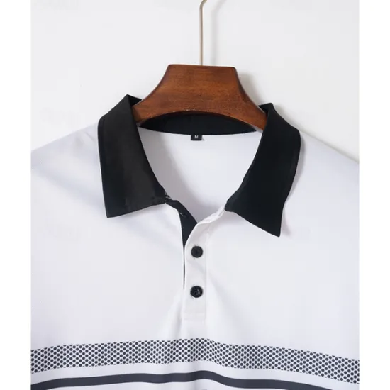 Online OUKU Men's Golf Shirt Golf Polos Shirts Work Casual Lapel Short Sleeve Basic Modern Striped Buttons Summer Regular Fit White Pink Red Royal Blue Green Khaki Golf Shirt