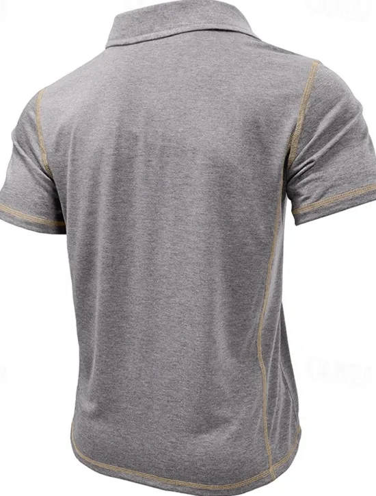 Outlet OUKU Men's Golf Shirt Golf Polos Shirts Work Casual Lapel Short Sleeve Basic Modern Color Block Patchwork Buttons Summer Regular Fit Black White Green Khaki Light Blue Gray Golf Shirt