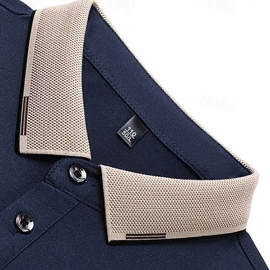 Best OUKU Men's Golf Shirt Golf Polo Work Casual Lapel Short Sleeve Basic Modern Color Block Patchwork Button Spring & Summer Regular Fit Black White Red Navy Blue Coffee Gray Golf Shirt