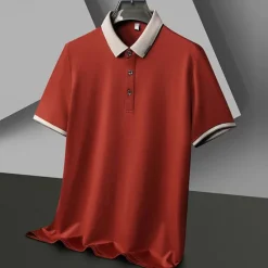 Best OUKU Men's Golf Shirt Golf Polo Work Casual Lapel Short Sleeve Basic Modern Color Block Patchwork Button Spring & Summer Regular Fit Black White Red Navy Blue Coffee Gray Golf Shirt
