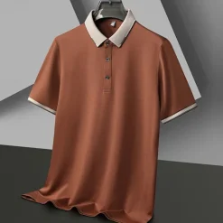 Best OUKU Men's Golf Shirt Golf Polo Work Casual Lapel Short Sleeve Basic Modern Color Block Patchwork Button Spring & Summer Regular Fit Black White Red Navy Blue Coffee Gray Golf Shirt