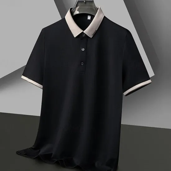 Best OUKU Men's Golf Shirt Golf Polo Work Casual Lapel Short Sleeve Basic Modern Color Block Patchwork Button Spring & Summer Regular Fit Black White Red Navy Blue Coffee Gray Golf Shirt