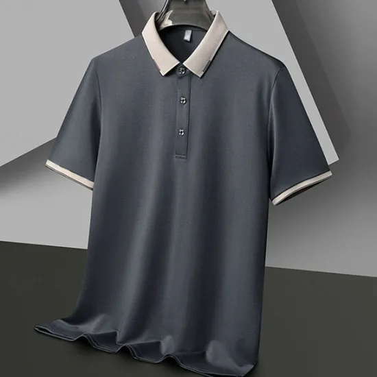 Best OUKU Men's Golf Shirt Golf Polo Work Casual Lapel Short Sleeve Basic Modern Color Block Patchwork Button Spring & Summer Regular Fit Black White Red Navy Blue Coffee Gray Golf Shirt