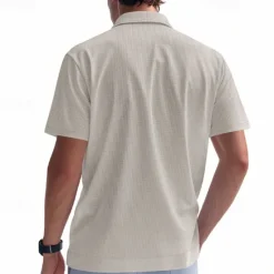 Hot OUKU Men's Golf Shirt Golf Polos Shirts Work Casual V Neck Short Sleeve Basic Modern Plain Jacquard Summer Spring Regular Fit Apricot White Brown Light Grey Army Green Light Blue Golf Shirt
