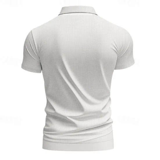 Hot OUKU Men's Golf Shirt Golf Polos Shirts Work Casual V Neck Short Sleeve Basic Modern Plain Jacquard Summer Spring Regular Fit Apricot White Brown Light Grey Army Green Light Blue Golf Shirt