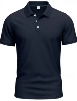 Clearance OUKU Men's Golf Shirt Golf Polos Shirts Work Casual Lapel Short Sleeve Basic Modern Plain Buttons Spring & Summer Regular Fit Black White Yellow Red Navy Blue Royal Blue Golf Shirt