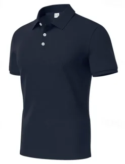 Clearance OUKU Men's Golf Shirt Golf Polos Shirts Work Casual Lapel Short Sleeve Basic Modern Plain Buttons Spring & Summer Regular Fit Black White Yellow Red Navy Blue Royal Blue Golf Shirt