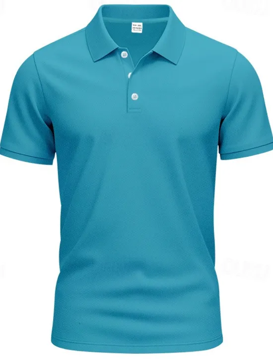 Clearance OUKU Men's Golf Shirt Golf Polos Shirts Work Casual Lapel Short Sleeve Basic Modern Plain Buttons Spring & Summer Regular Fit Black White Yellow Red Navy Blue Royal Blue Golf Shirt