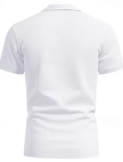 Clearance OUKU Men's Golf Shirt Golf Polos Shirts Work Casual Lapel Short Sleeve Basic Modern Plain Buttons Spring & Summer Regular Fit Black White Yellow Red Navy Blue Royal Blue Golf Shirt