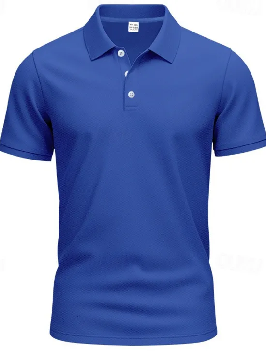 Clearance OUKU Men's Golf Shirt Golf Polos Shirts Work Casual Lapel Short Sleeve Basic Modern Plain Buttons Spring & Summer Regular Fit Black White Yellow Red Navy Blue Royal Blue Golf Shirt