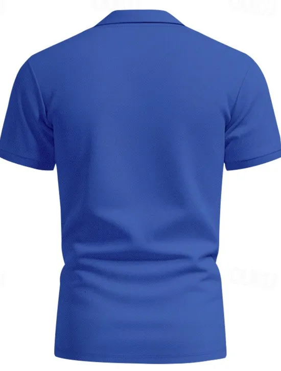 Clearance OUKU Men's Golf Shirt Golf Polos Shirts Work Casual Lapel Short Sleeve Basic Modern Plain Buttons Spring & Summer Regular Fit Black White Yellow Red Navy Blue Royal Blue Golf Shirt