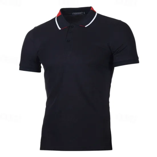 Clearance OUKU Men's Golf Shirt Golf Polo Work Casual Lapel Short Sleeve Basic Modern Color Block Patchwork Button Spring & Summer Regular Fit Black White Navy Blue Light Grey Golf Shirt