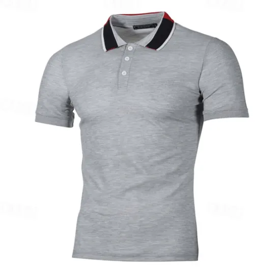 Clearance OUKU Men's Golf Shirt Golf Polo Work Casual Lapel Short Sleeve Basic Modern Color Block Patchwork Button Spring & Summer Regular Fit Black White Navy Blue Light Grey Golf Shirt