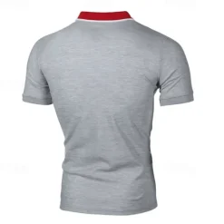 Clearance OUKU Men's Golf Shirt Golf Polo Work Casual Lapel Short Sleeve Basic Modern Color Block Patchwork Button Spring & Summer Regular Fit Black White Navy Blue Light Grey Golf Shirt