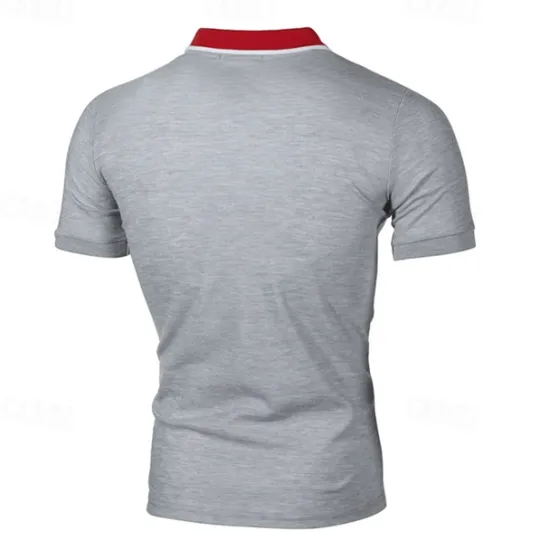 Clearance OUKU Men's Golf Shirt Golf Polo Work Casual Lapel Short Sleeve Basic Modern Color Block Patchwork Button Spring & Summer Regular Fit Black White Navy Blue Light Grey Golf Shirt