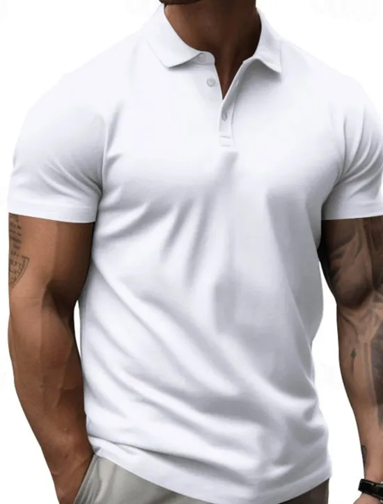 Hot OUKU Men's Golf Shirt Golf Polos Shirts Work Casual Lapel Short Sleeve Basic Modern Plain Buttons Summer Regular Fit Black White Yellow Red Navy Blue Royal Blue Golf Shirt