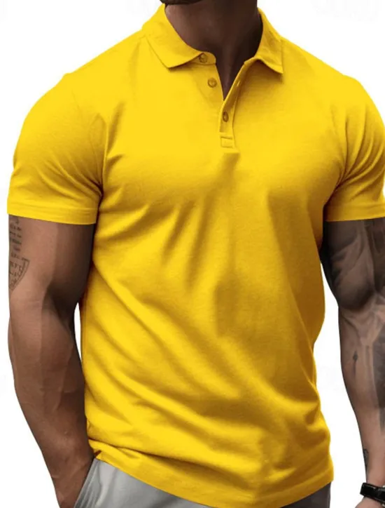 Hot OUKU Men's Golf Shirt Golf Polos Shirts Work Casual Lapel Short Sleeve Basic Modern Plain Buttons Summer Regular Fit Black White Yellow Red Navy Blue Royal Blue Golf Shirt