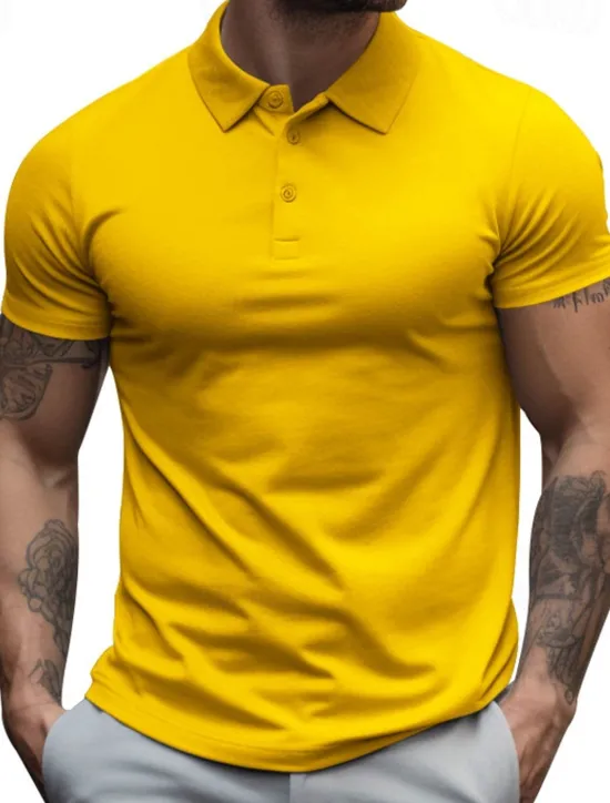 Hot OUKU Men's Golf Shirt Golf Polos Shirts Work Casual Lapel Short Sleeve Basic Modern Plain Buttons Summer Regular Fit Black White Yellow Red Navy Blue Royal Blue Golf Shirt