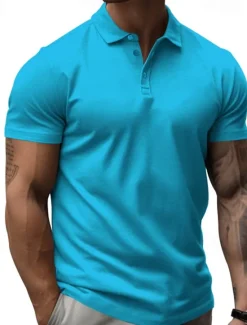 Hot OUKU Men's Golf Shirt Golf Polos Shirts Work Casual Lapel Short Sleeve Basic Modern Plain Buttons Summer Regular Fit Black White Yellow Red Navy Blue Royal Blue Golf Shirt