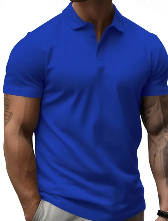 Hot OUKU Men's Golf Shirt Golf Polos Shirts Work Casual Lapel Short Sleeve Basic Modern Plain Buttons Summer Regular Fit Black White Yellow Red Navy Blue Royal Blue Golf Shirt