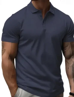 Hot OUKU Men's Golf Shirt Golf Polos Shirts Work Casual Lapel Short Sleeve Basic Modern Plain Buttons Summer Regular Fit Black White Yellow Red Navy Blue Royal Blue Golf Shirt