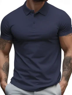 Hot OUKU Men's Golf Shirt Golf Polos Shirts Work Casual Lapel Short Sleeve Basic Modern Plain Buttons Summer Regular Fit Black White Yellow Red Navy Blue Royal Blue Golf Shirt