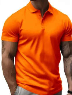 Hot OUKU Men's Golf Shirt Golf Polos Shirts Work Casual Lapel Short Sleeve Basic Modern Plain Buttons Summer Regular Fit Black White Yellow Red Navy Blue Royal Blue Golf Shirt