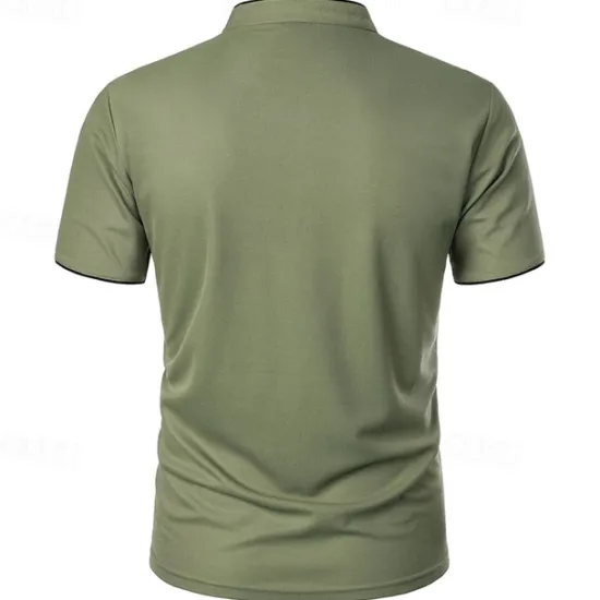 New OUKU Men's Golf Shirt Golf Polo Work Casual Stand Collar Short Sleeve Basic Modern Color Block Patchwork Button Spring & Summer Regular Fit Wine Pink Navy Blue Green Golf Shirt