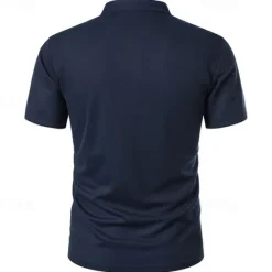 New OUKU Men's Golf Shirt Golf Polo Work Casual Stand Collar Short Sleeve Basic Modern Color Block Patchwork Button Spring & Summer Regular Fit Wine Pink Navy Blue Green Golf Shirt