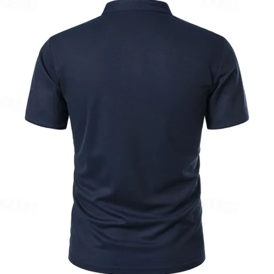 New OUKU Men's Golf Shirt Golf Polo Work Casual Stand Collar Short Sleeve Basic Modern Color Block Patchwork Button Spring & Summer Regular Fit Wine Pink Navy Blue Green Golf Shirt