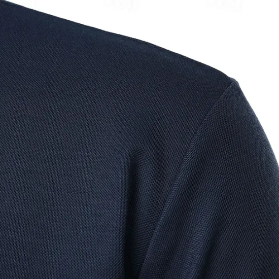 New OUKU Men's Golf Shirt Golf Polo Work Casual Stand Collar Short Sleeve Basic Modern Color Block Patchwork Button Spring & Summer Regular Fit Wine Pink Navy Blue Green Golf Shirt